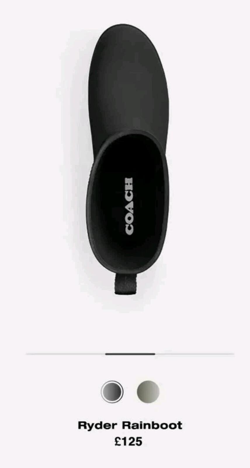 Coach Ryder Rubber Black Short Wellies Boots UK 8 BNIB Rrp £150