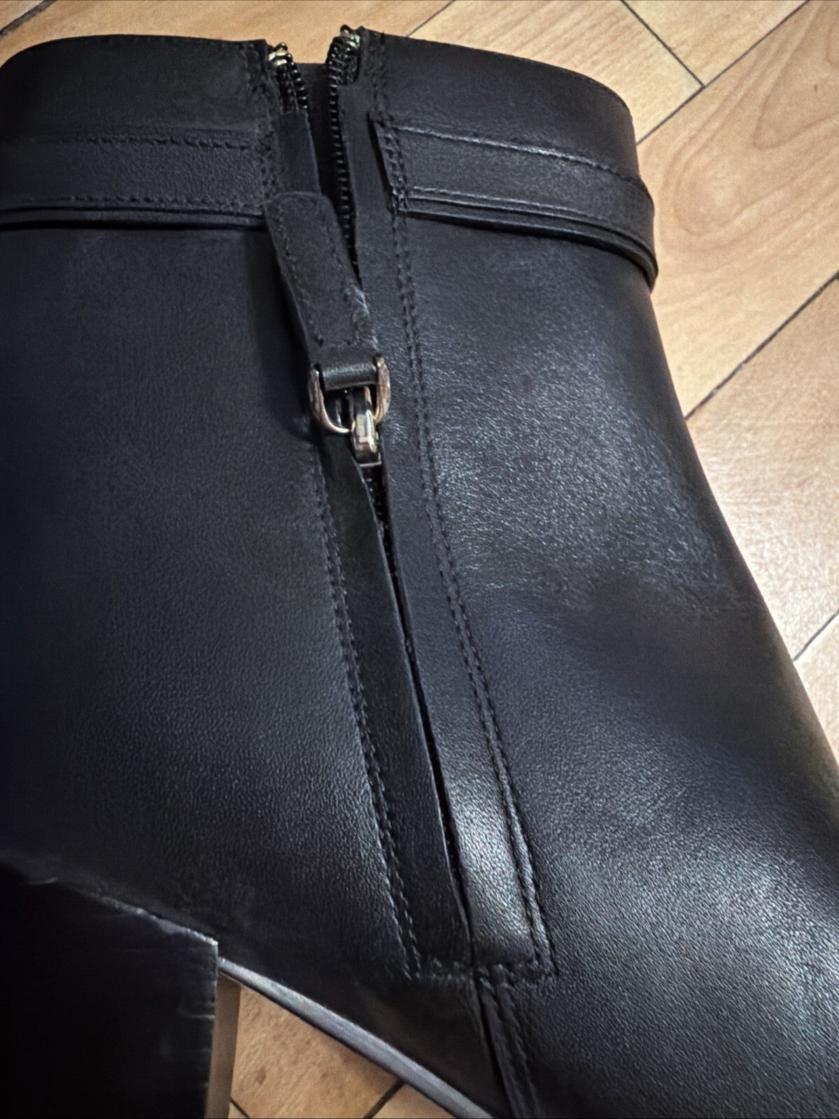 Kate Spade New York Phoebe Black Leather Ankle Boots Block Heel Black Uk 6 BN