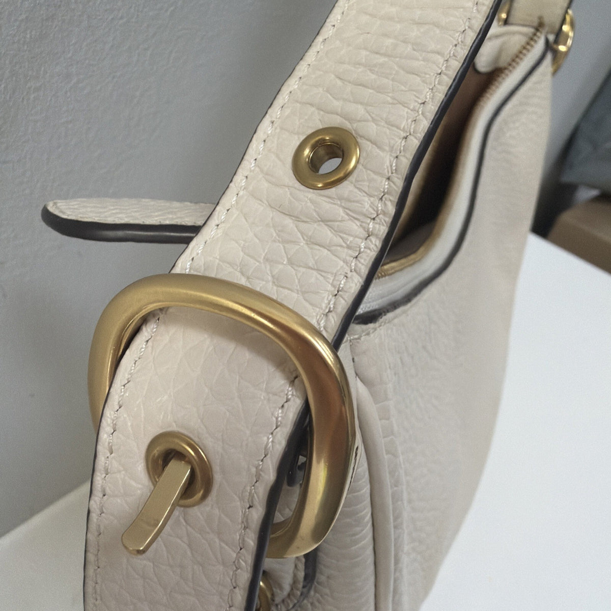 Coach Chalk White LUNA Pebble Leather Shoulder Bag BNWT 90s Style