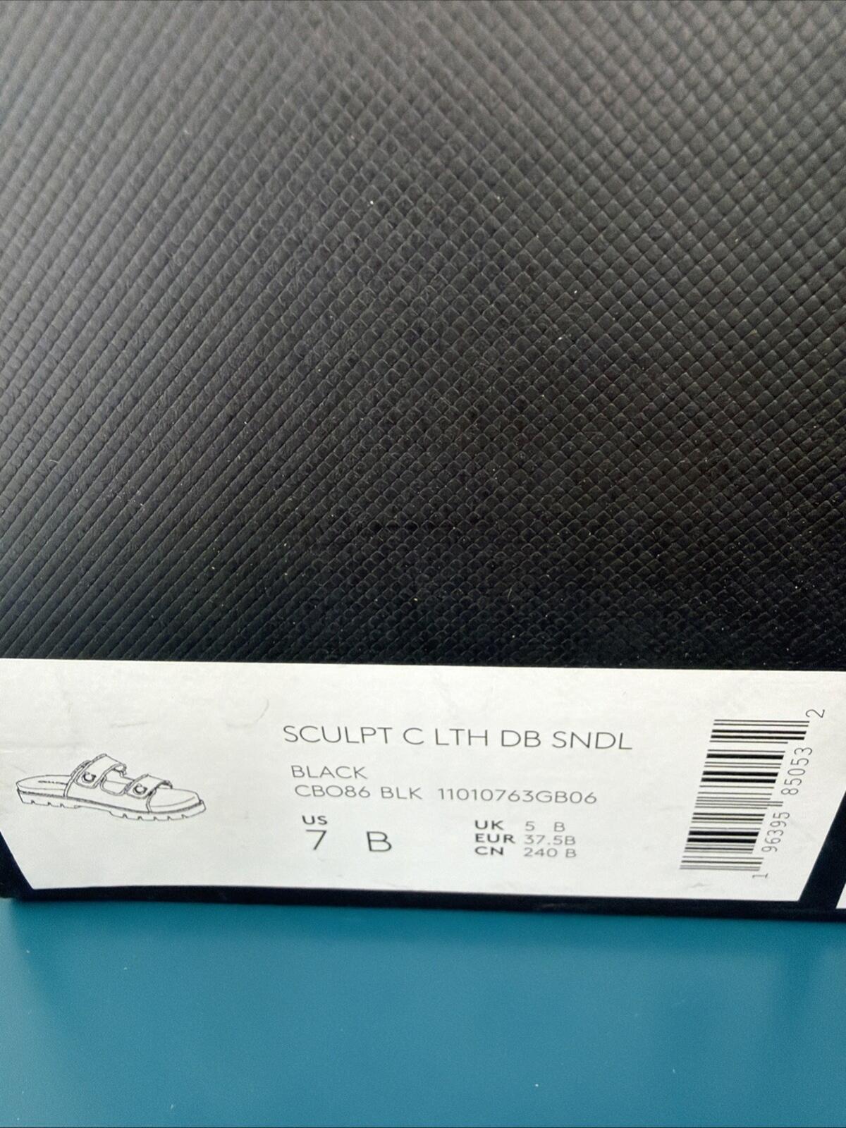 Coach Black Leather Sculpted C Double Band Sandal UK 5 EU37.5 £195 BNIB
