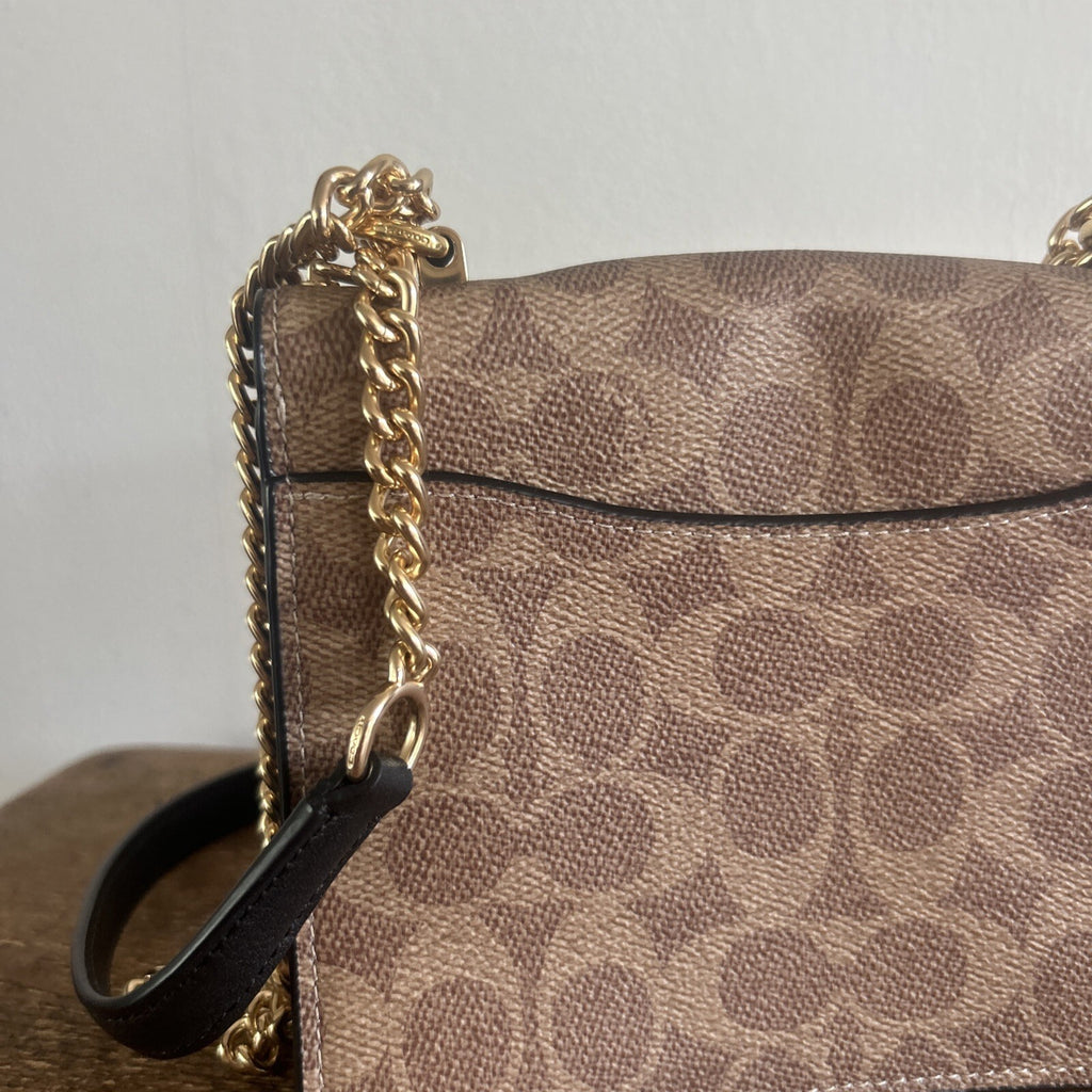 415 Coach Mini Klare Crossbody Bag In Signature Canvas Tan/ Black BNWT