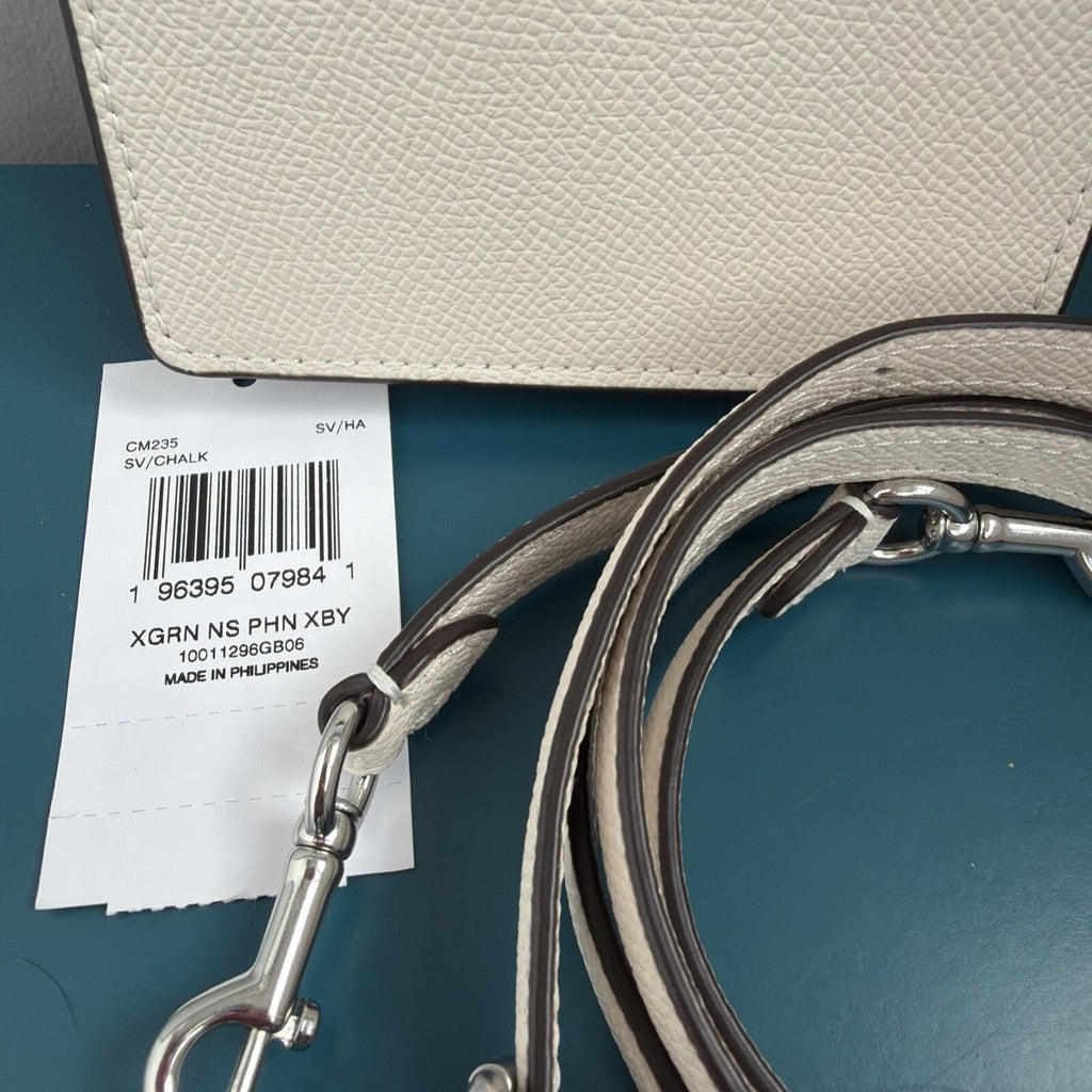 341 Coach Crossbody Phone Bag North/South Chalk Cross grain Leather BNWT