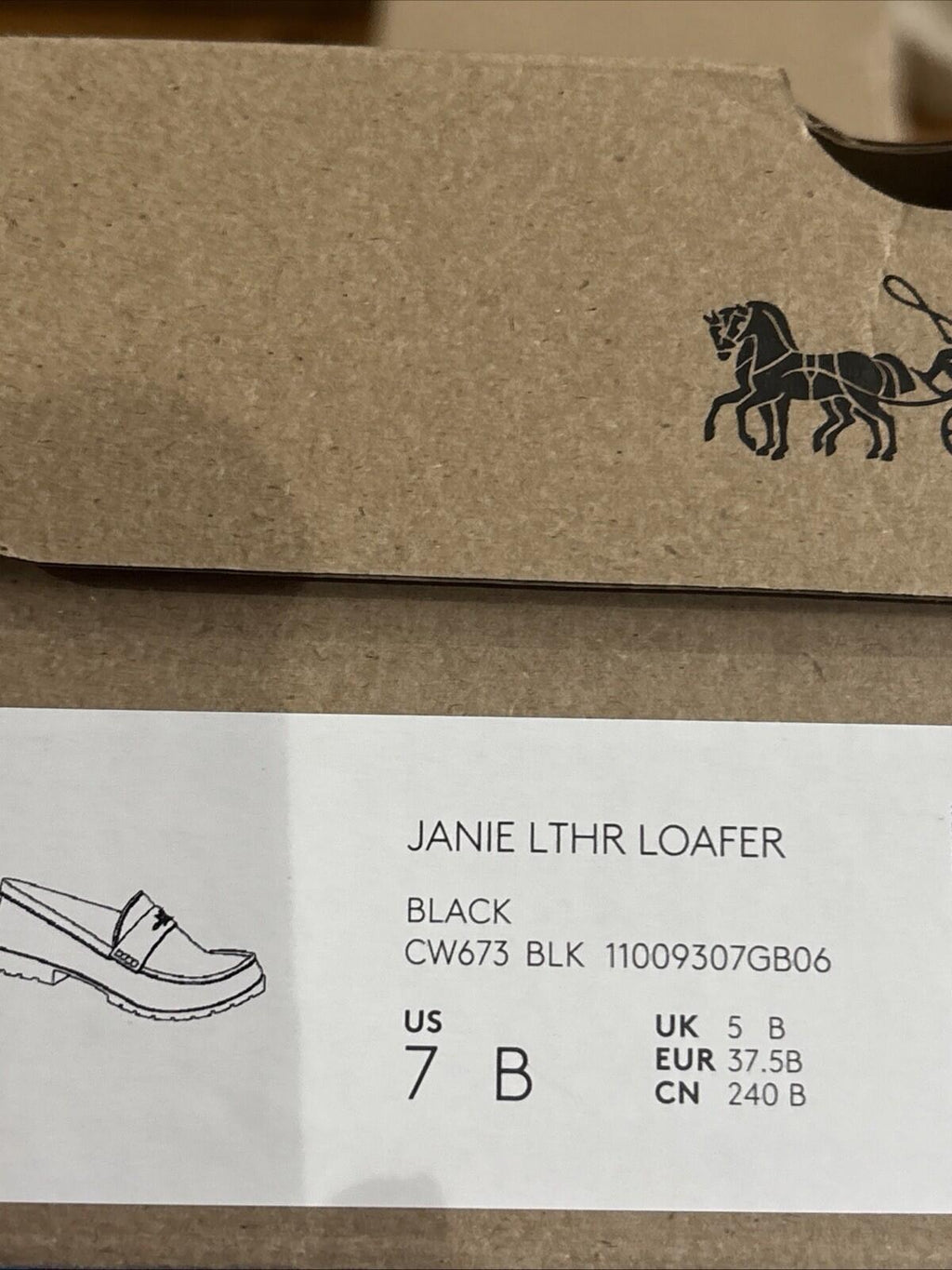 Coach Janie Leather Loafers - Black Size 5 EU 37.5 BNIB
