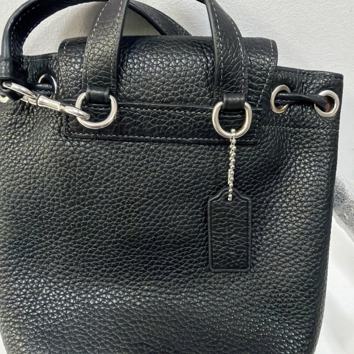 358 Coach Amelia Black Pebble Leather Backpack Rucksack BN Missing One Strap BN