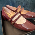 Coach Angelina Patent Leather Mary Jane Shoes UK 4.5 Merlot Burgundy BNIB