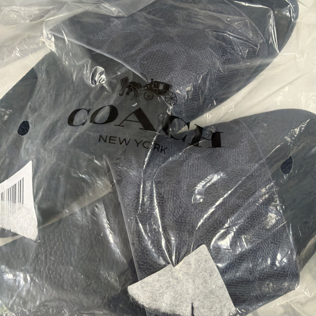 Coach Blue Denim Signature Monogram Sandals Slides Size Men 9.5 Women Unisex BN