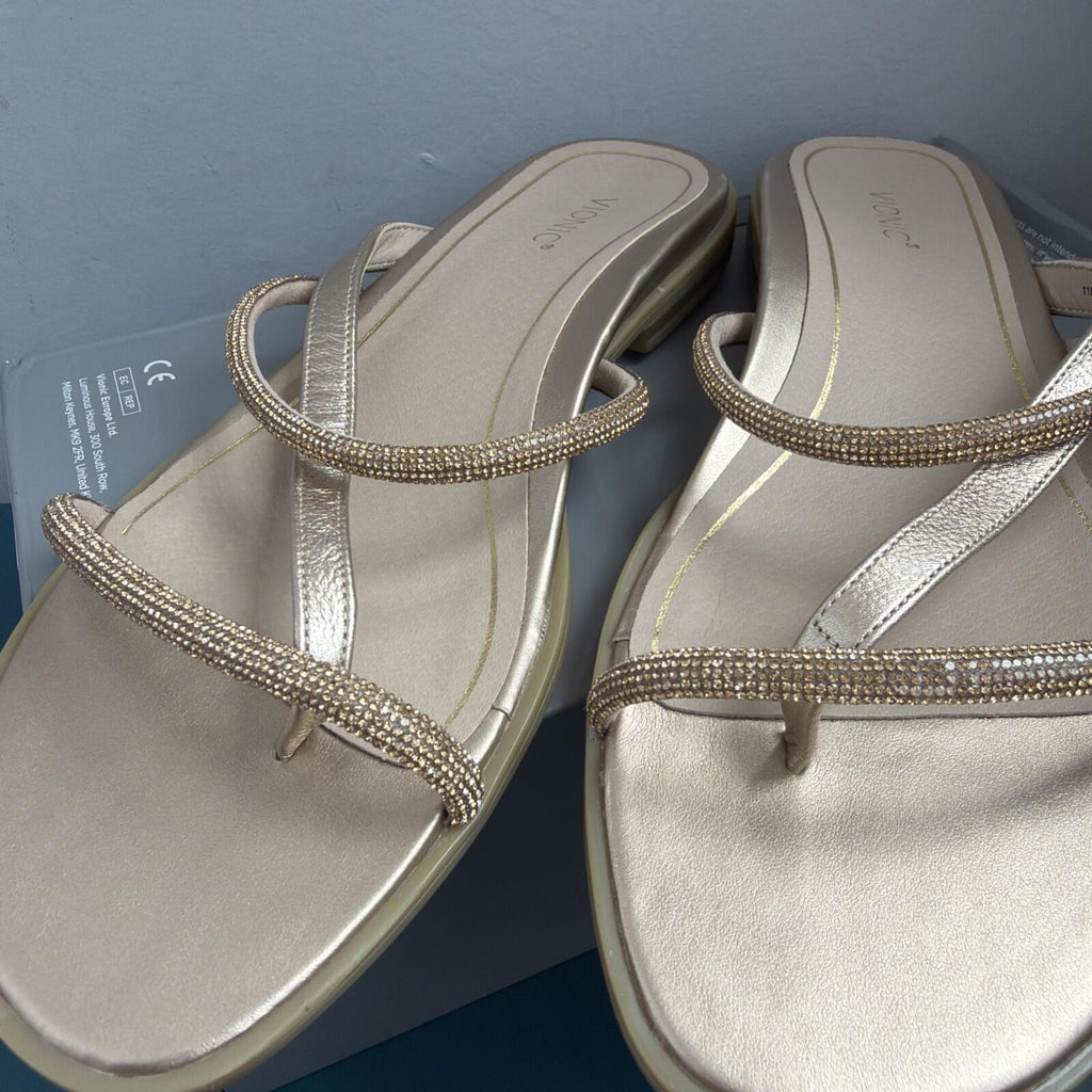 Vionic Prism (with arch support)  Gold leather  sandals UK 9 RRP £110 BNIB