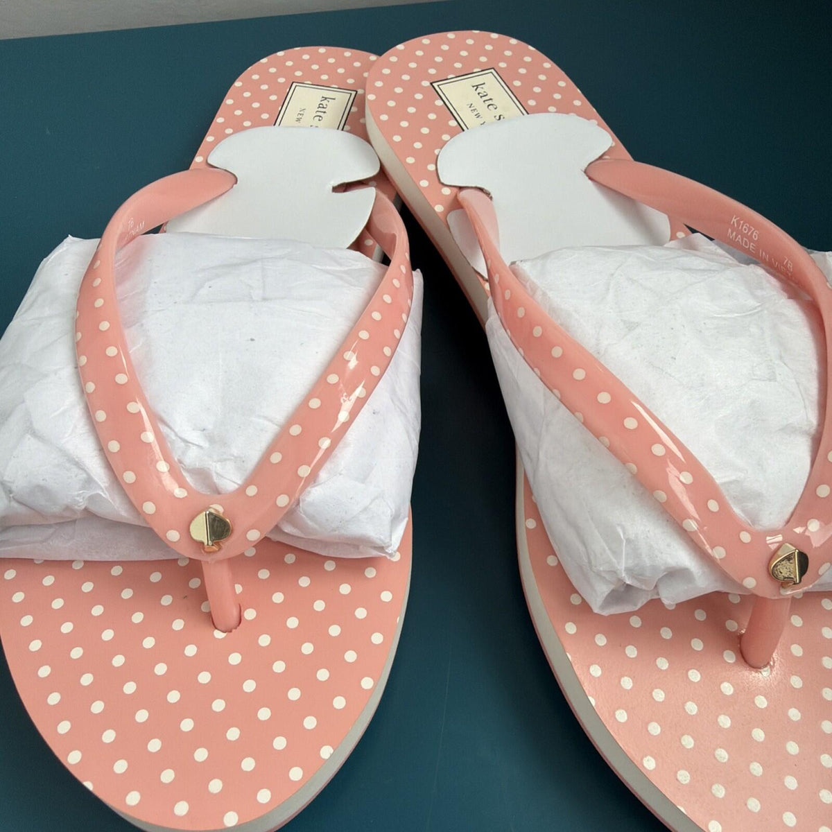 Kate Spade Fiji pale pink Flip Flops Polka Dot  Size 4.5 UK BN