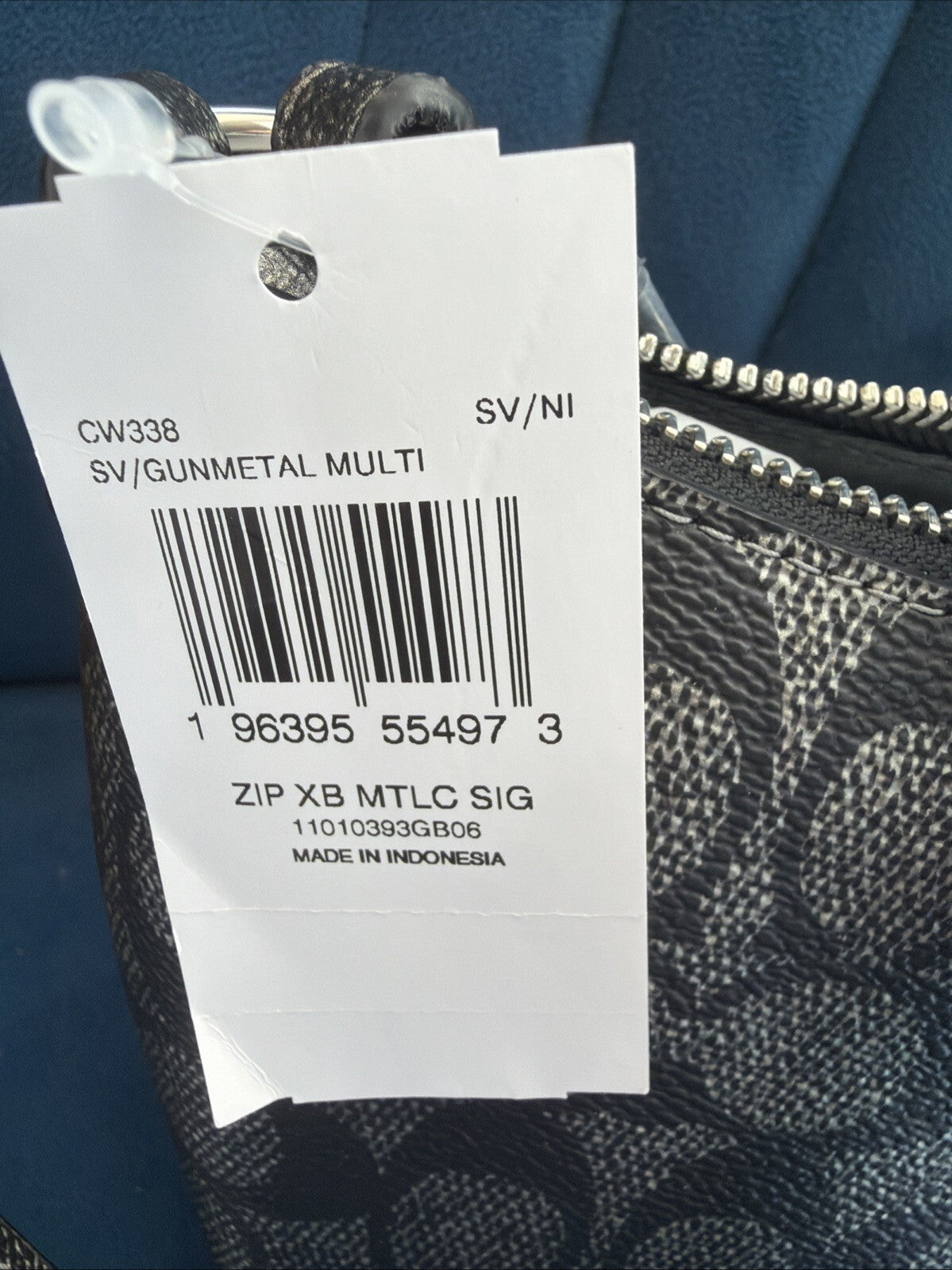 Coach Zip Top Crossbody Bag In Signature Canvas Silver Gunmetal BNWT