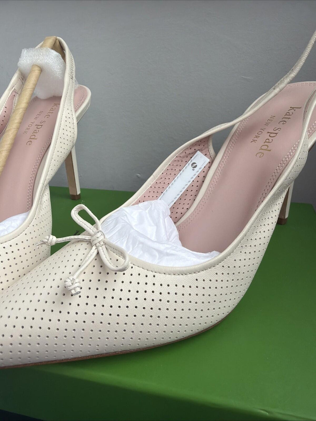 kate spade Veronica High Slingback Heels Pumps Uk 7.5 Parchment Ivory BNIB £250