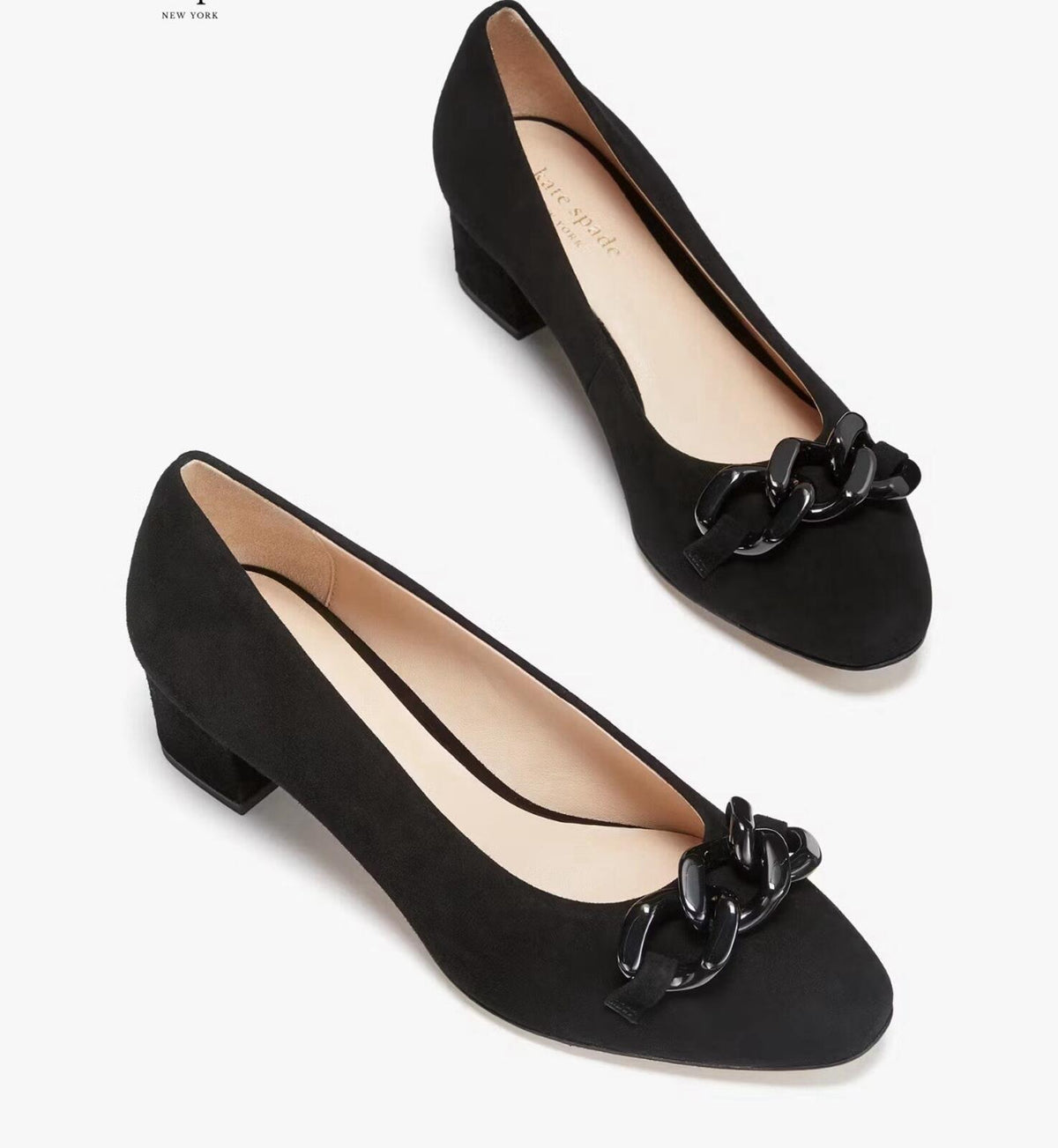 Kate Spade Kacey True Suede Black UK 2.5  BNIB Low  Block Heels £179