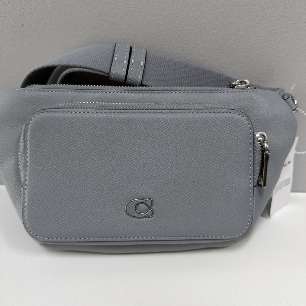 Coach Unisex Blue Grey Crossgrain Leather Belt Bag  BNWT