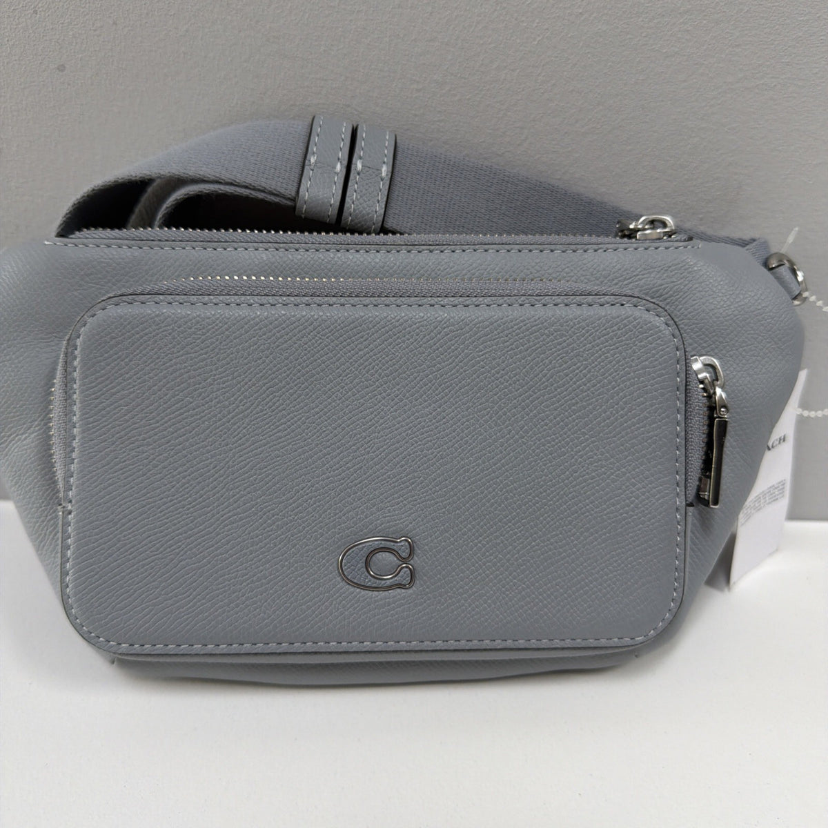 Coach Unisex Blue Grey Crossgrain Leather Belt Bag  BNWT