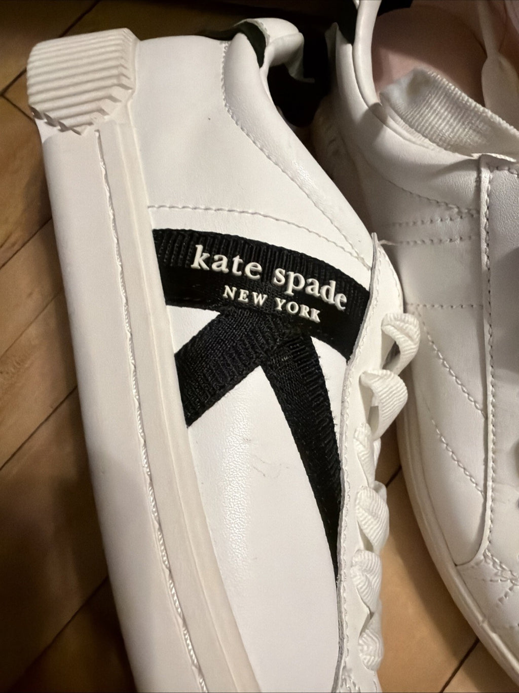 Kate Spade K As In Kate Court Nappa  Leather White Black Uk 4 Trainers BN £160