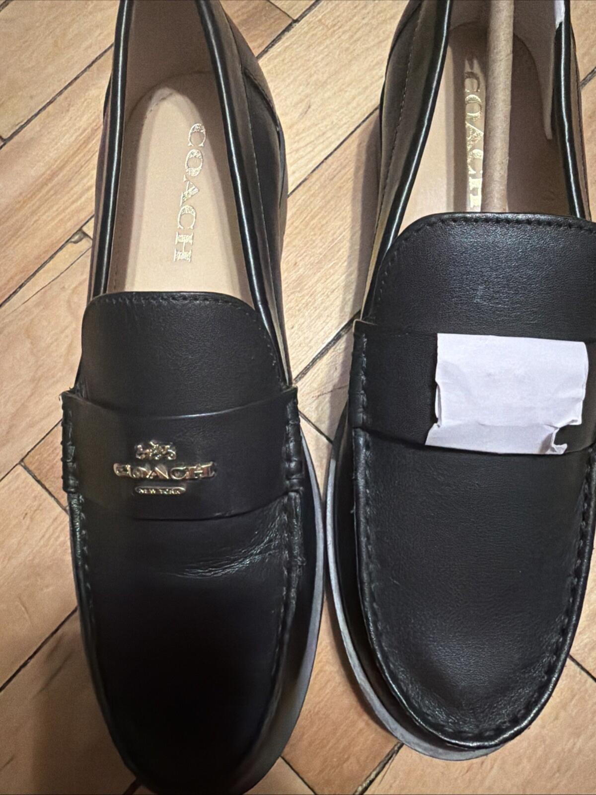 Coach Janie Leather Loafers - Black Size 7.5 Uk 5.5 Eu 38 BN