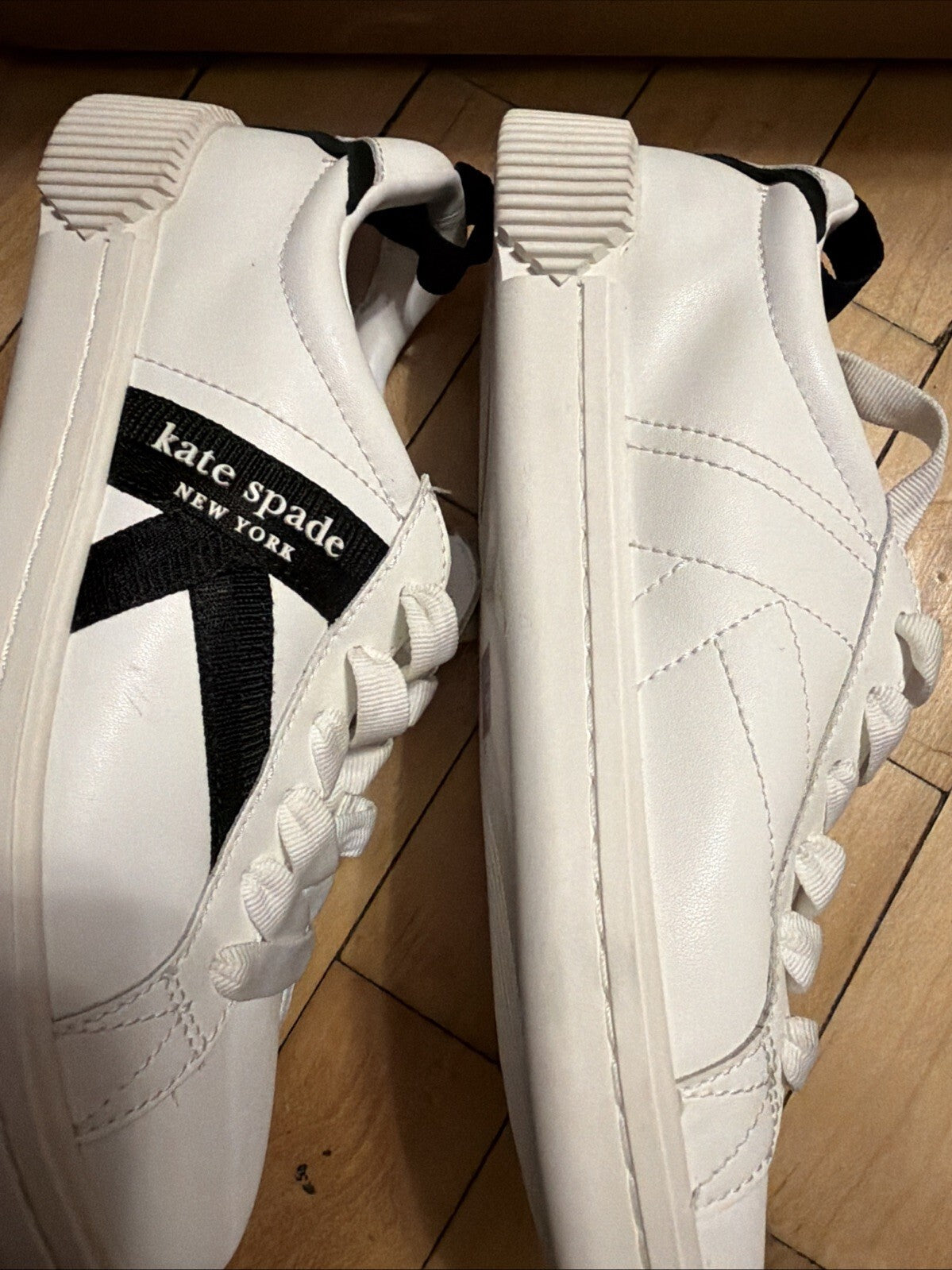 Kate Spade K As In Kate Court Nappa  Leather White Black Uk 4 Trainers BN £160