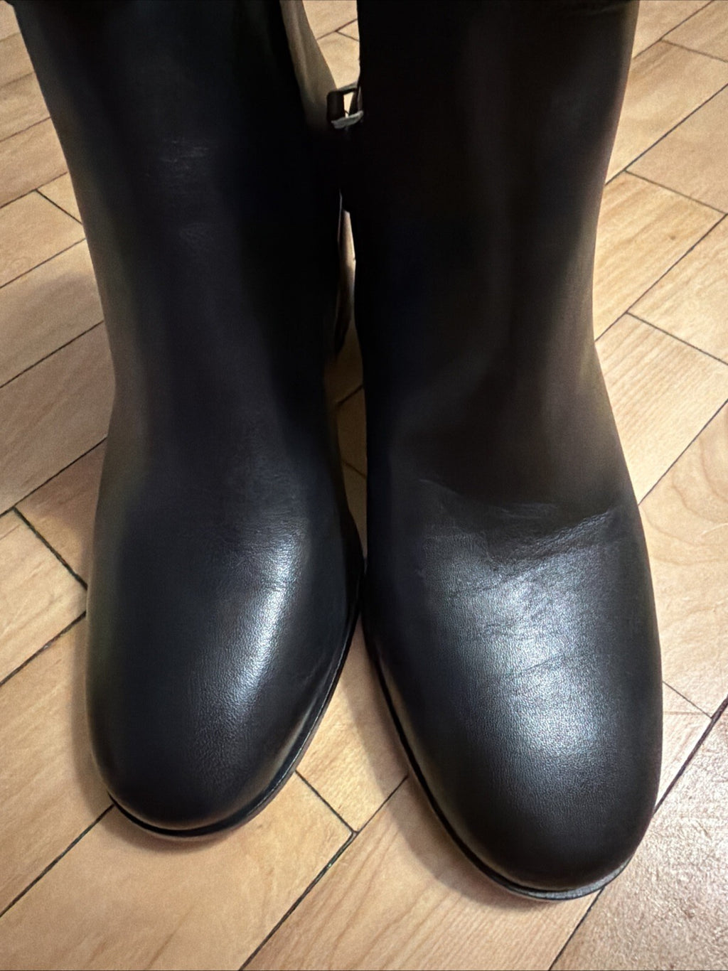 Kate Spade New York Phoebe Black Leather Ankle Boots Block Heel Black Uk 6 BN