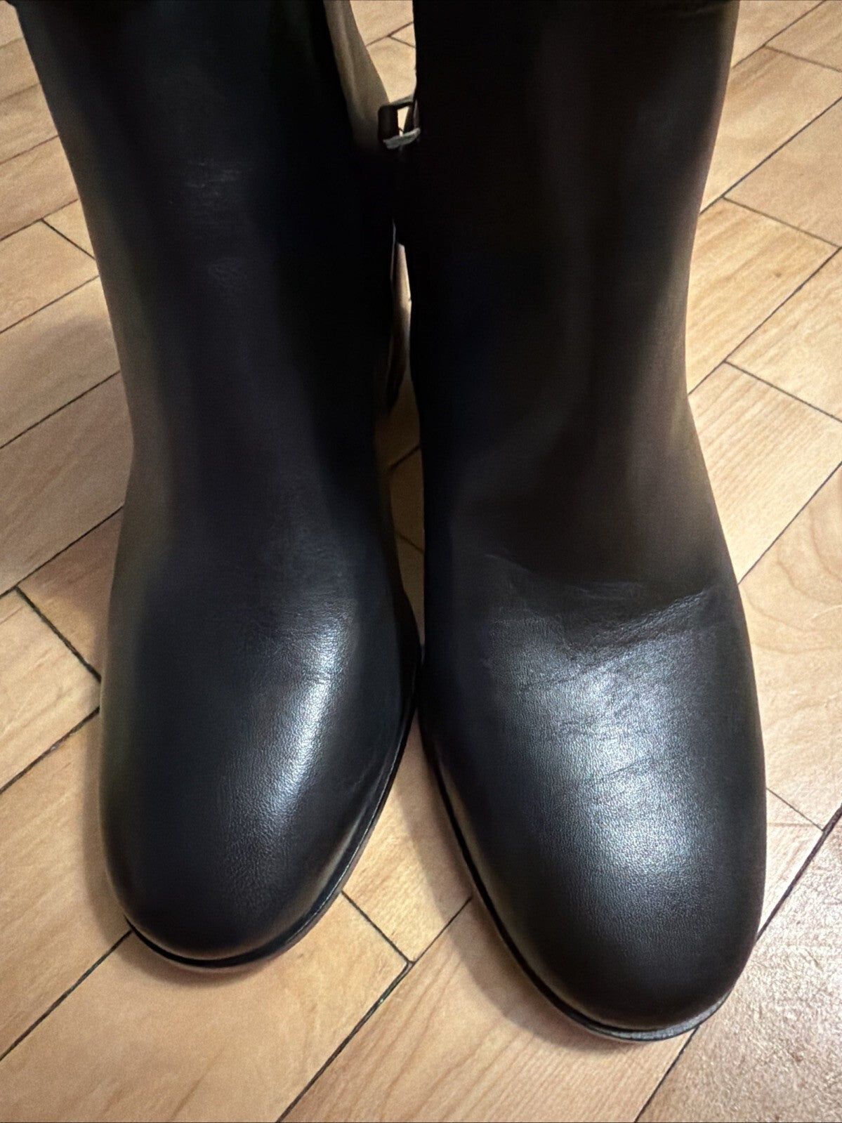 Kate Spade New York Phoebe Black Leather Ankle Boots Block Heel Black Uk 6 BN