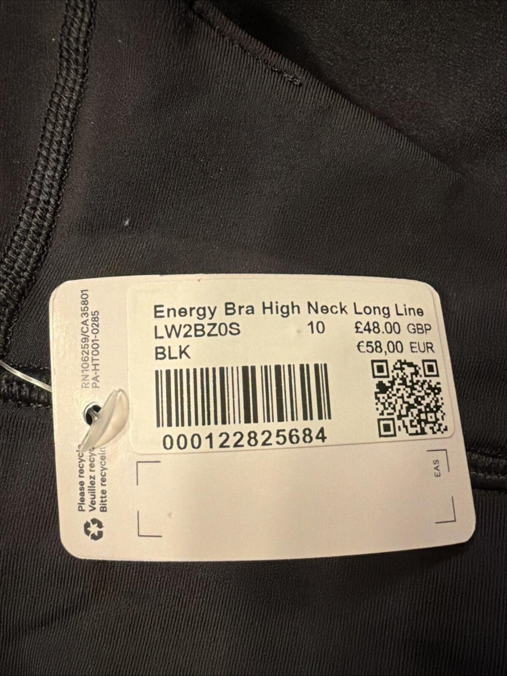 Lululemon Energy High Neck Long Line Bra Black 10 Uk14 BNWT £48