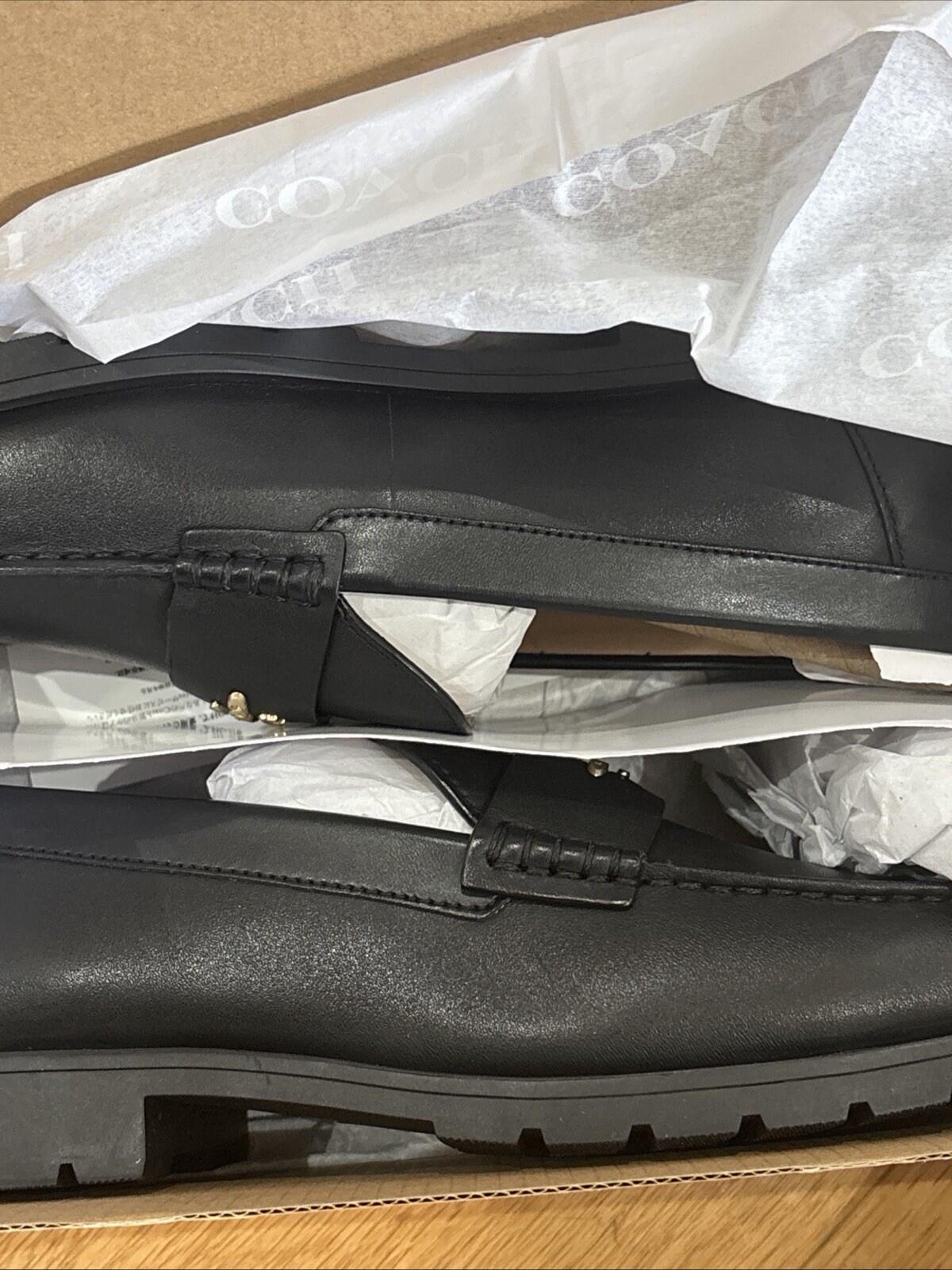 Coach Janie Leather Loafers - Black Size 5 EU 37.5 BNIB