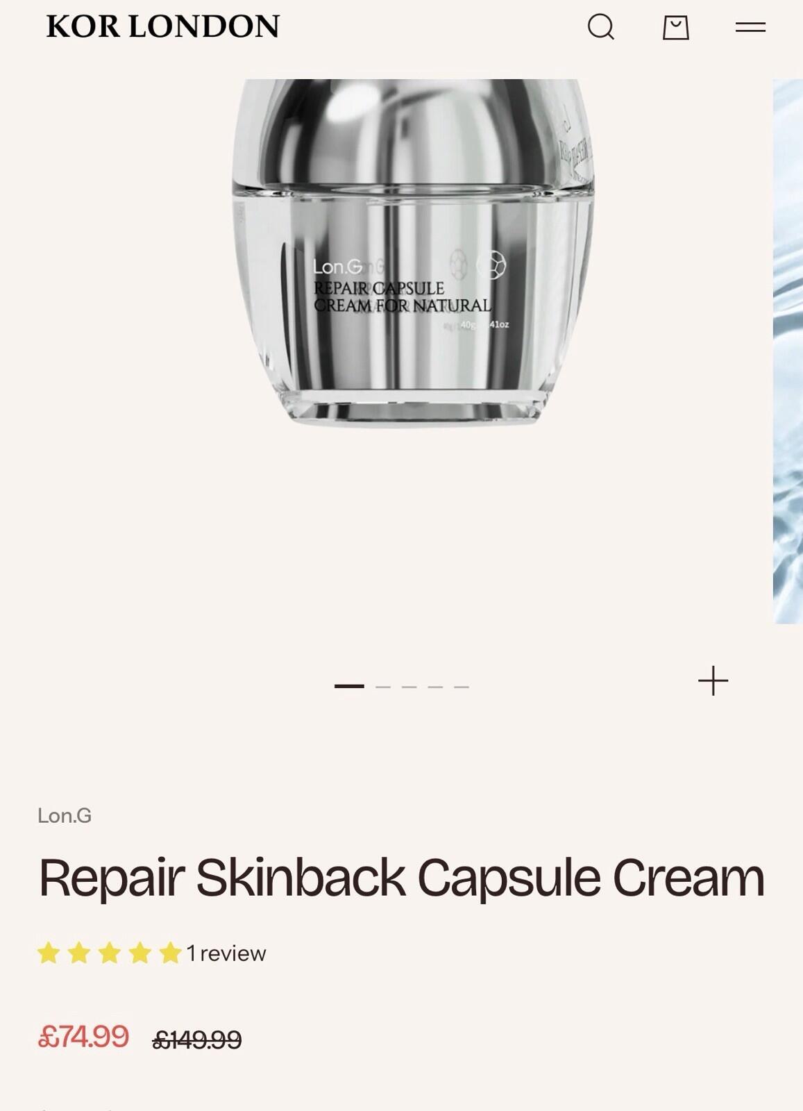 K Beauty Wholesale Lon. G Repair Skin back Capsule X12 RRP £1800