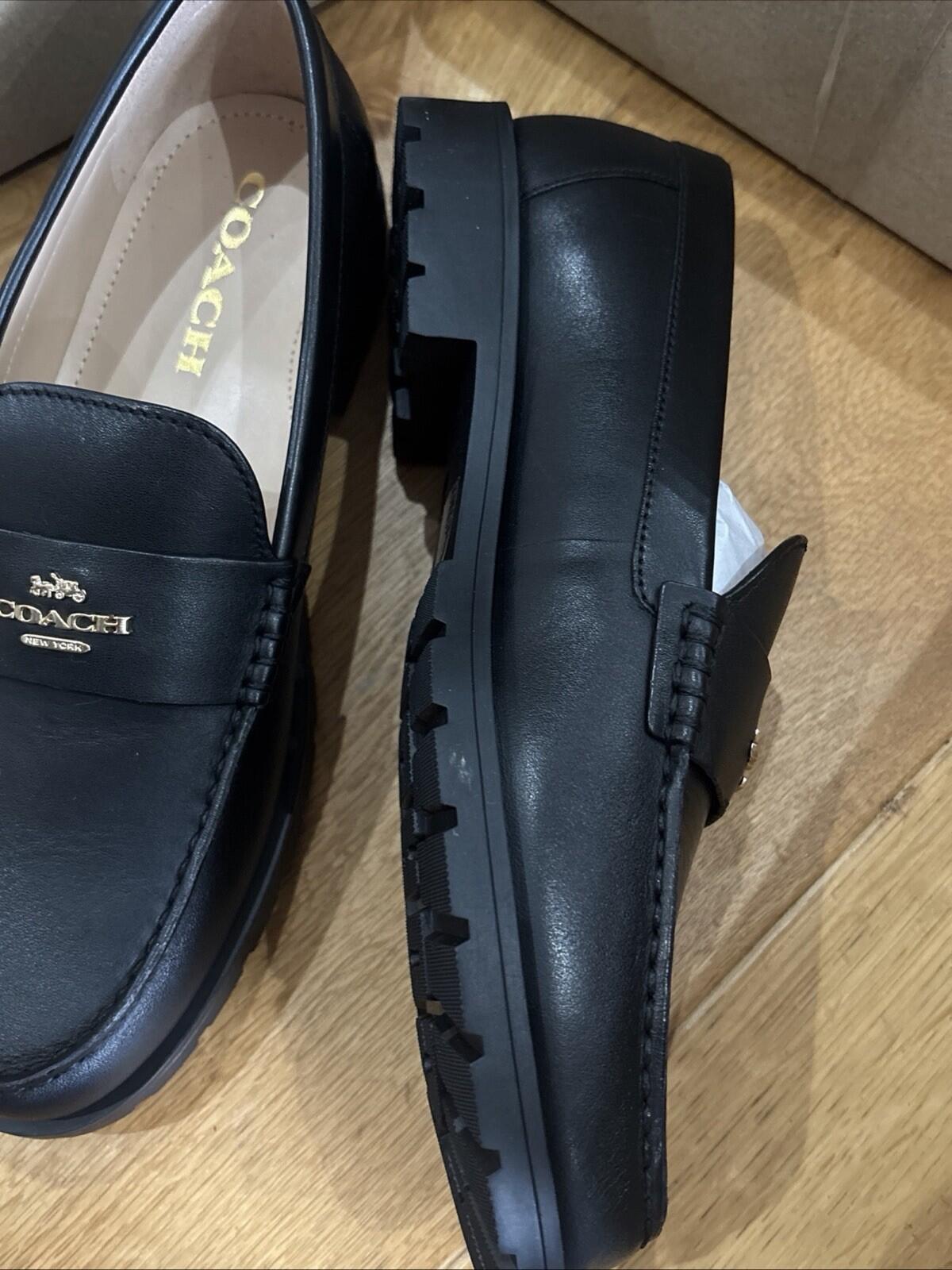 Coach Janie Leather Loafers - Black Size 5 EU 37.5 BNIB