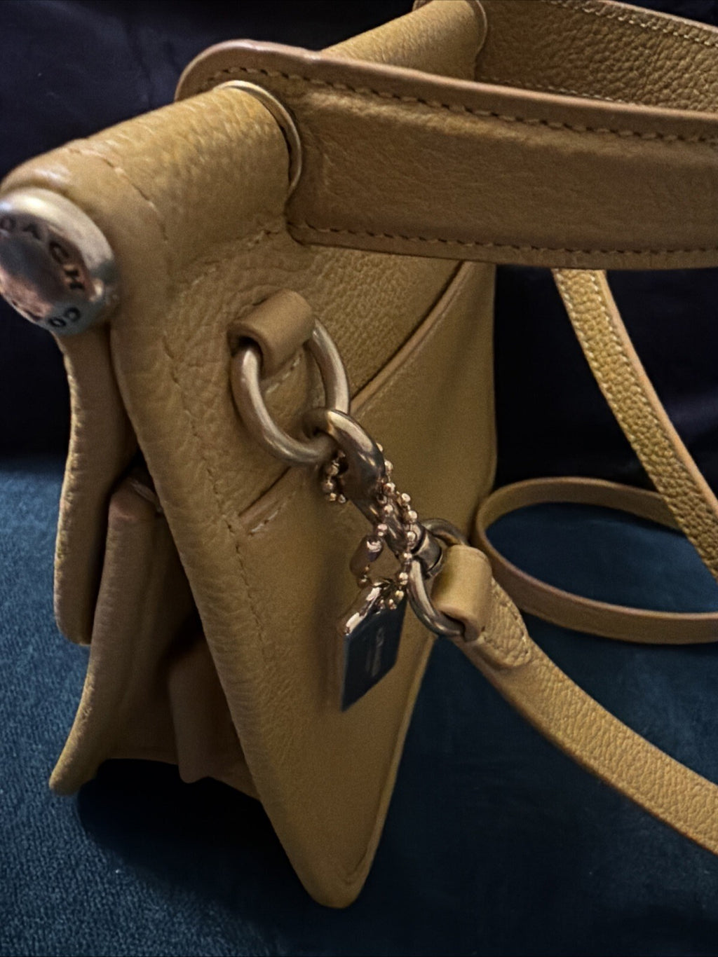 Coach Willis Top Handle 18 Crossbody Pebbled Leather Flax Mustard New