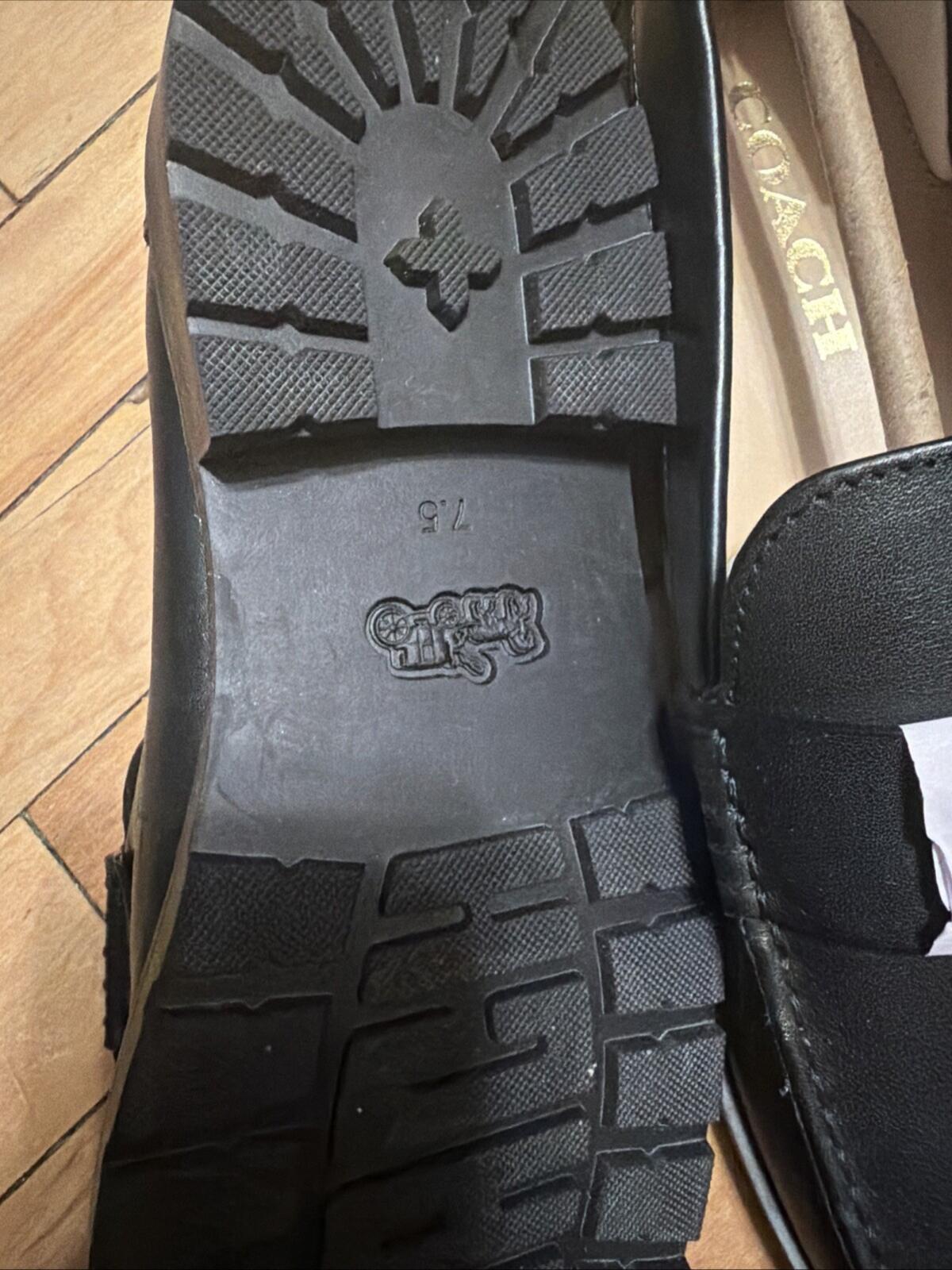 Coach Janie Leather Loafers - Black Size 7.5 Uk 5.5 Eu 38 BN