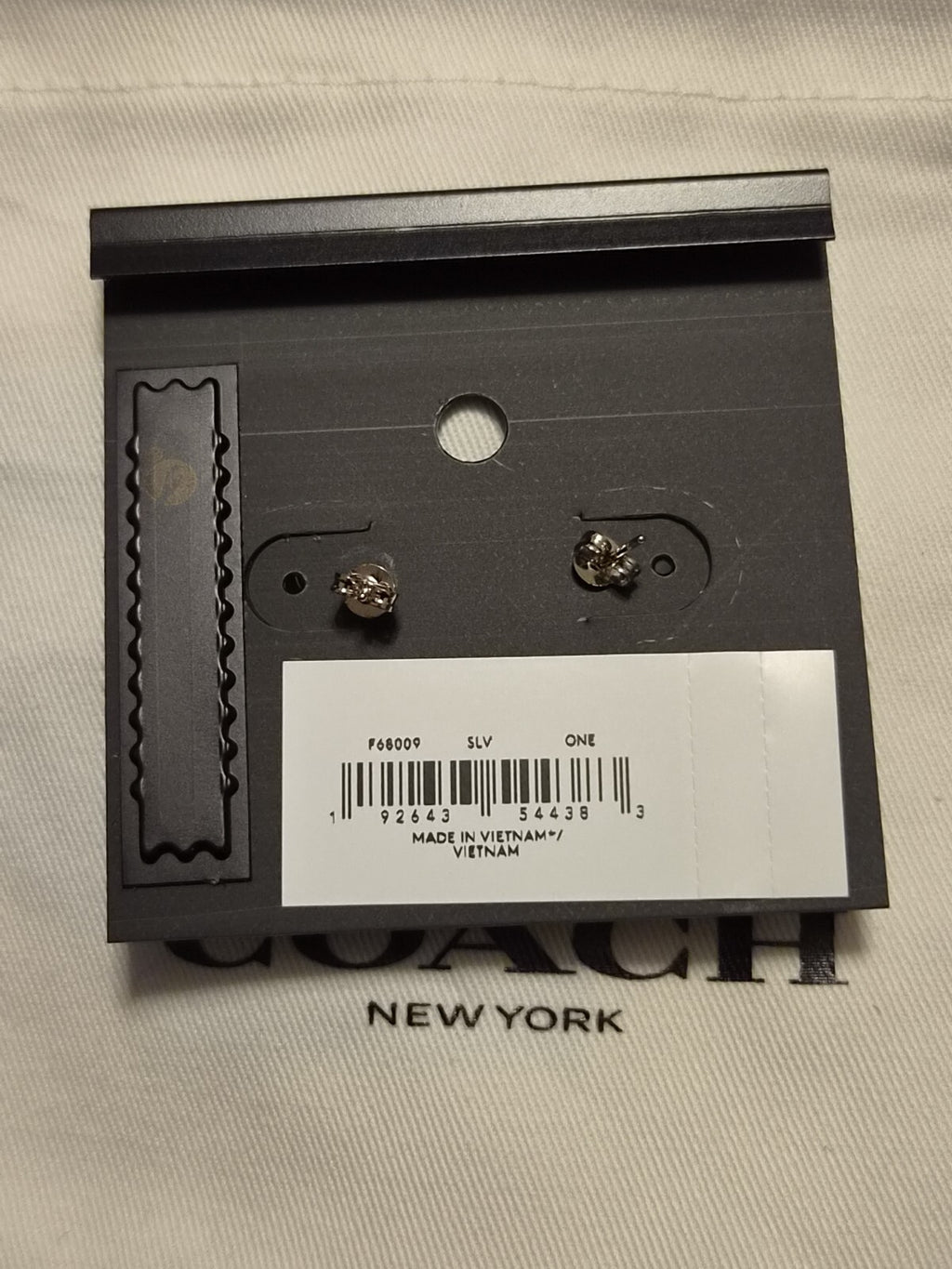 Coach Open Circle Stud Earrings Silver Tone New With Packaging & Dustbag