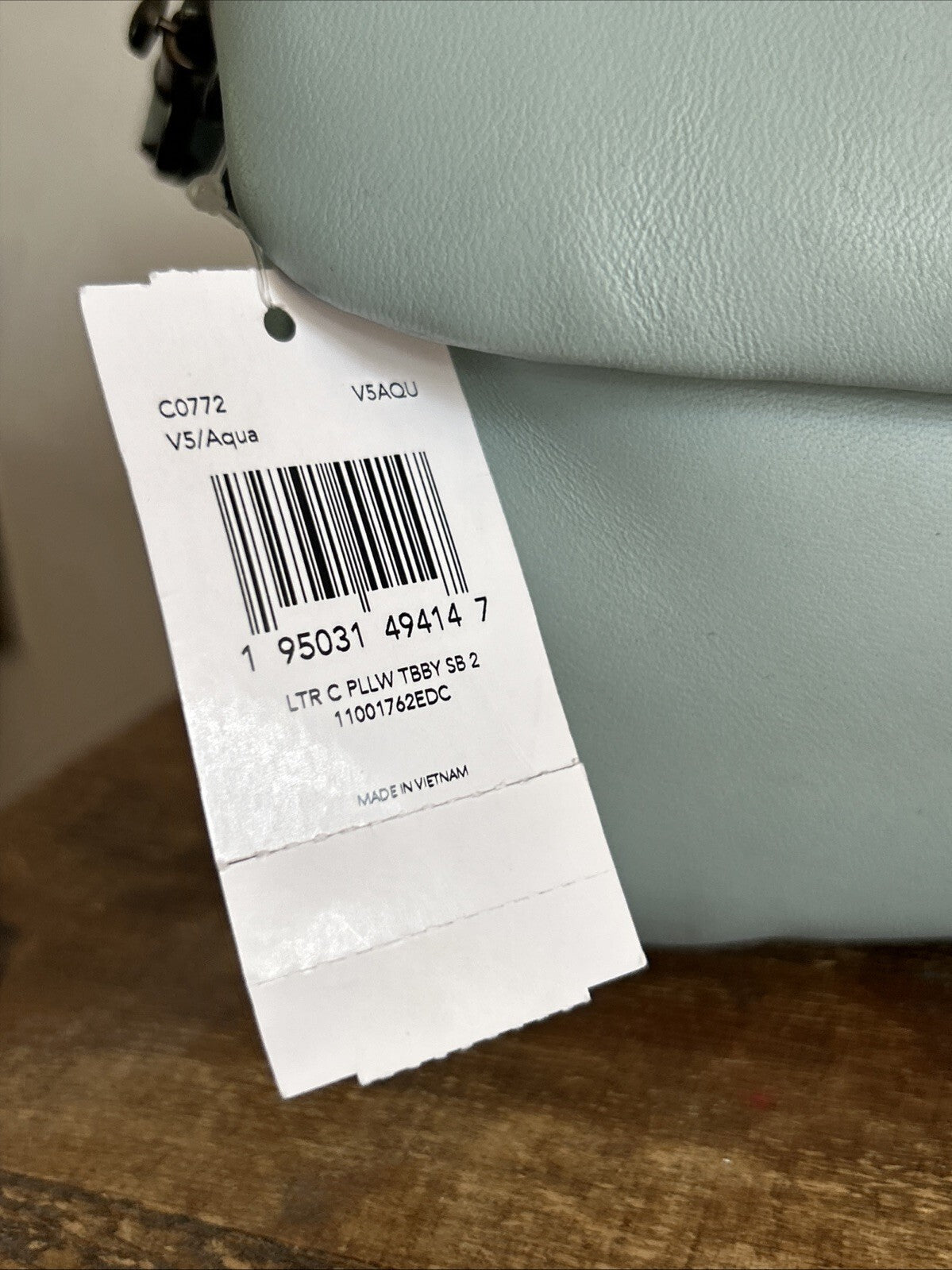 402 Coach Pillow Tabby 26 BNWT in Aqua