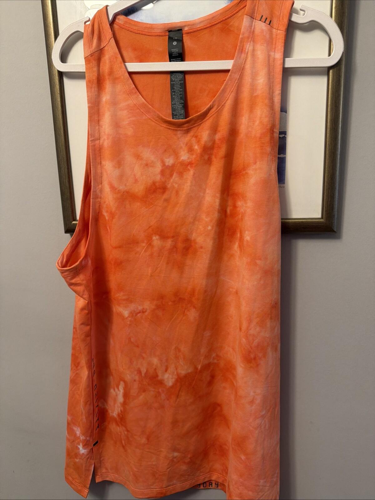 Lululemon Always Agile Tank Top Vest Spray Dye Large Wicking Orange Coral NWOT