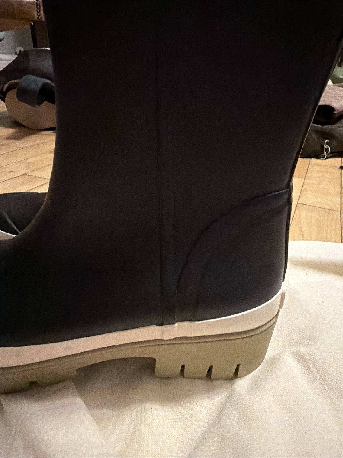 Tory Burch Hurricane Tall Wellington Rain Boots Wellies Uk 3.5 New With Dustbag