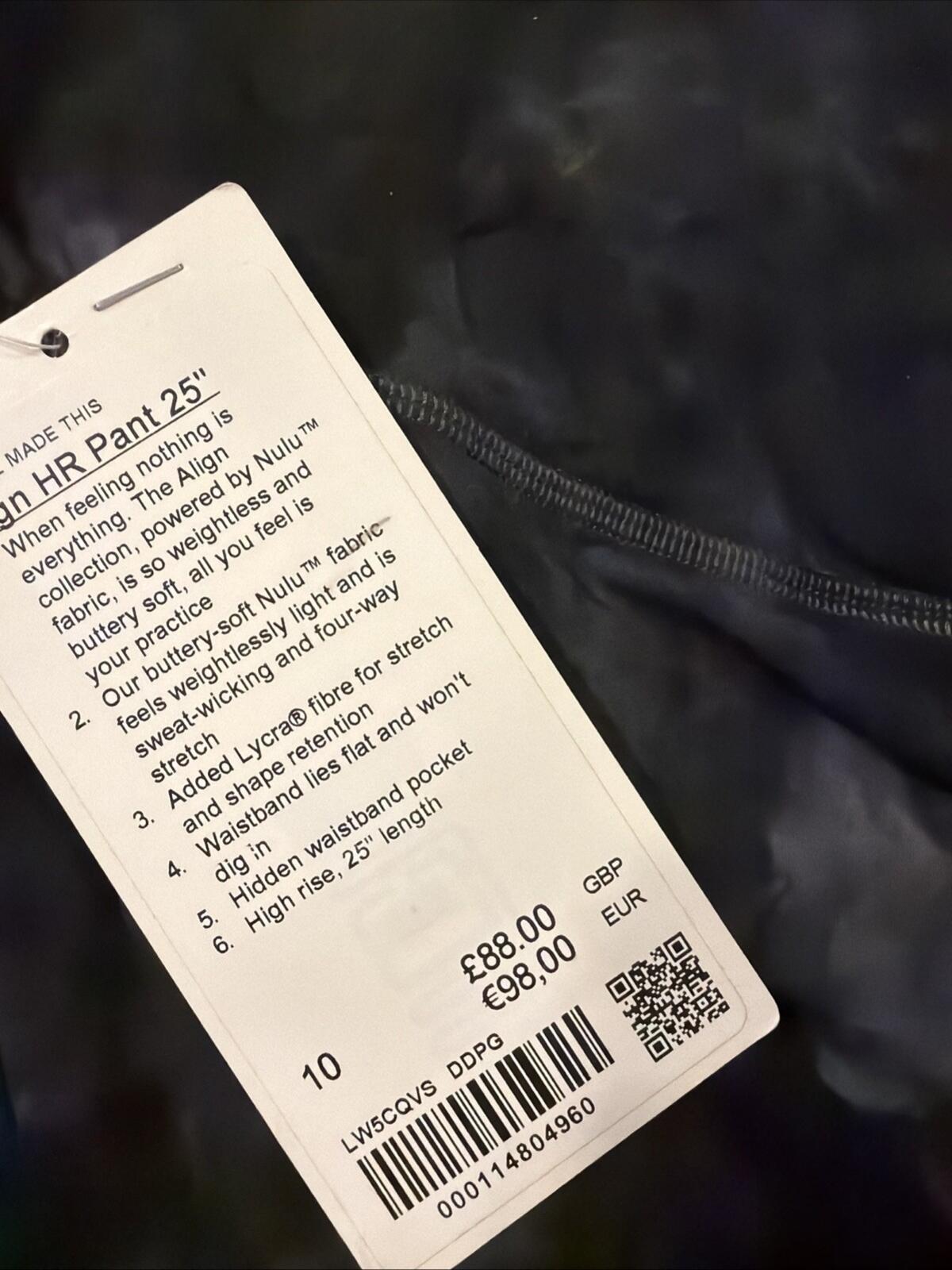 Lululemon Align High Rise 25” Leggings Diamond Dye Grey 10 Uk14 BNWT Damage