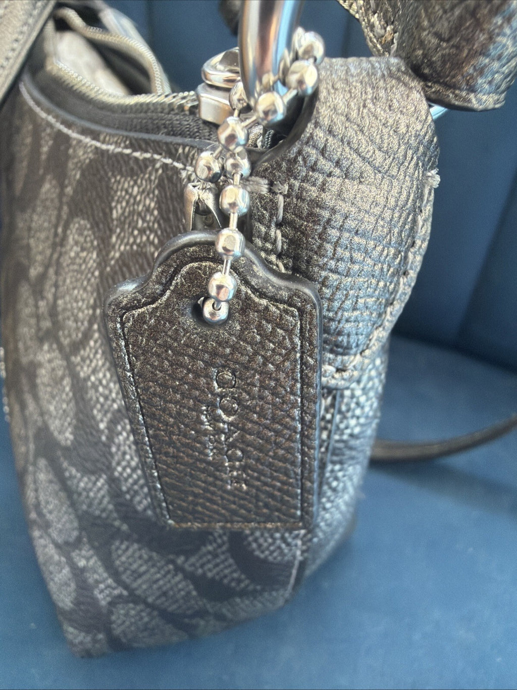 Coach Zip Top Crossbody Bag In Signature Canvas Silver Gunmetal BNWT