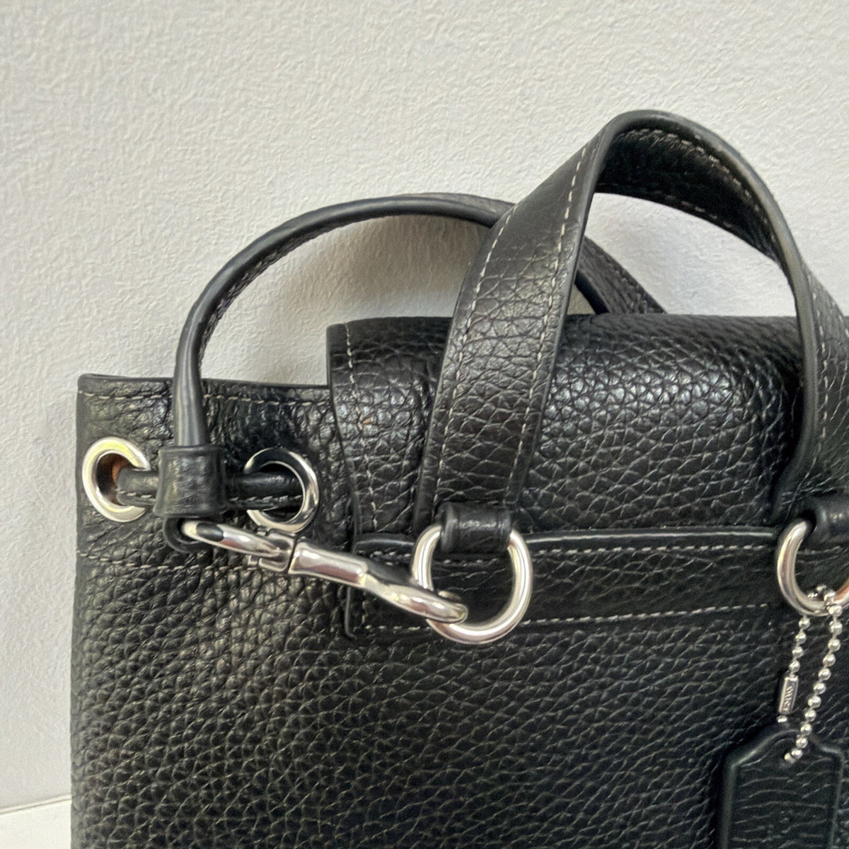 358 Coach Amelia Black Pebble Leather Backpack Rucksack BN Missing One Strap BN