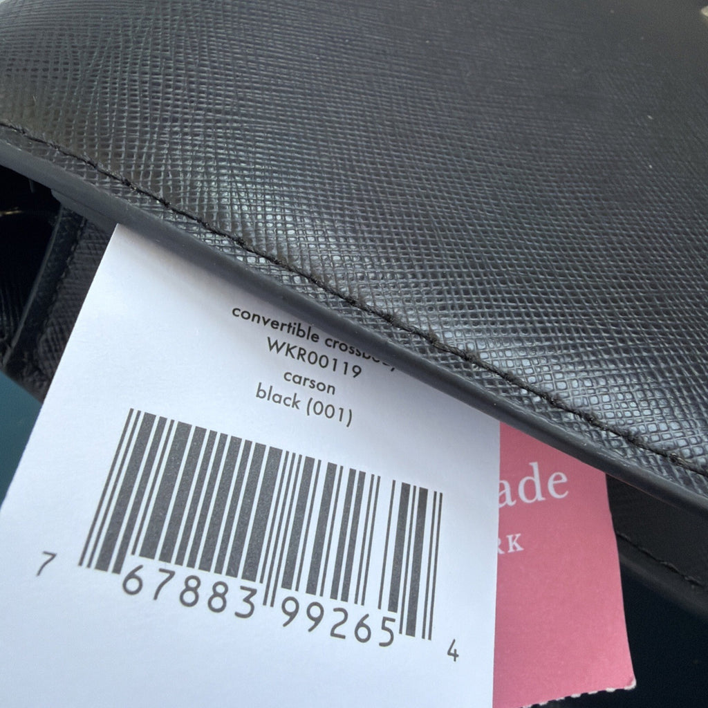 365 Kate Spade Carson Convertible Crossbody Black Leather Bag BNWT £329 2 Straps