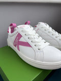 Kate Spade Signature Action Nappa Calf Leather White Pink Uk 6.5 Trainers BNIB